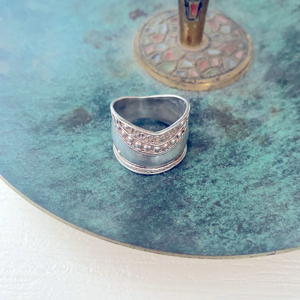Beautiful bohemian style thick Sterling Silver sleeve ring size 7 1/2